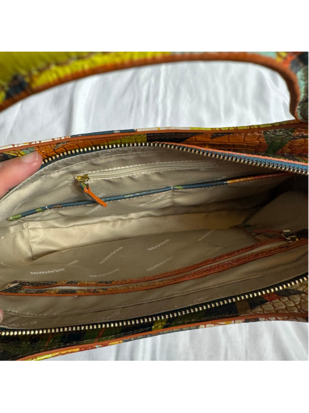 Women's Brahmin Elaine Retro Jungle Melbourne Leather Satchel - Picture 9 of 12